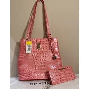 🌺🌹Brahmin Fiora Melbourne Embossed Leather Shoulder Bag and wallet RED DRAGON